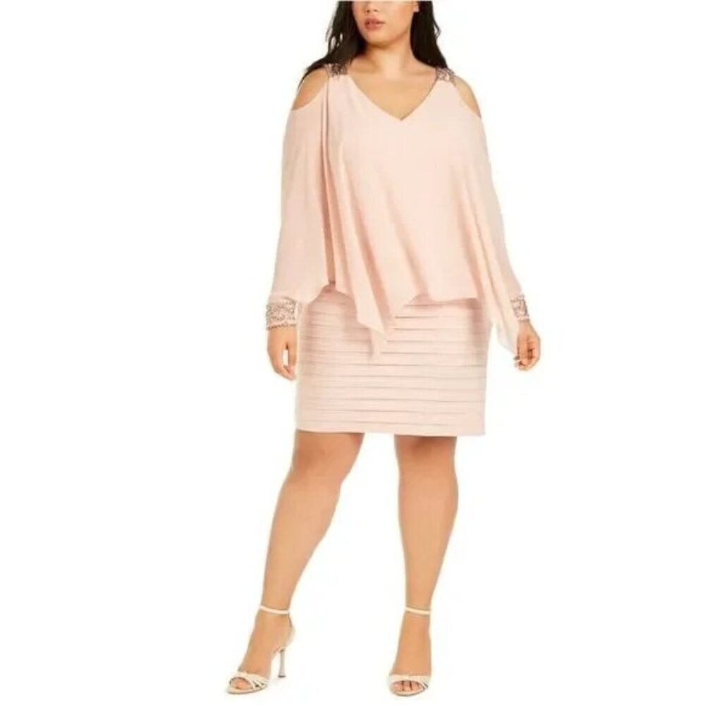 NWT Betsy & Adam Pink Cold Shoulder dress 14W